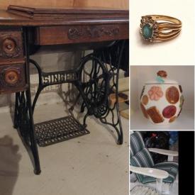 MaxSold Auction: This online auction features a Wooden desk And chair, swivel armchair, round wooden side table, costume jewelry, Blue Mountain pottery, Teacups and saucer, Vintage Rogers Silver Plate Goblets, garden ornaments, Kawasaki Drill, Tools and much more!